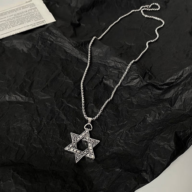 Wholesale Six-pointed Star Necklace Men's Sweater Necklace ACC-NE-Hany002