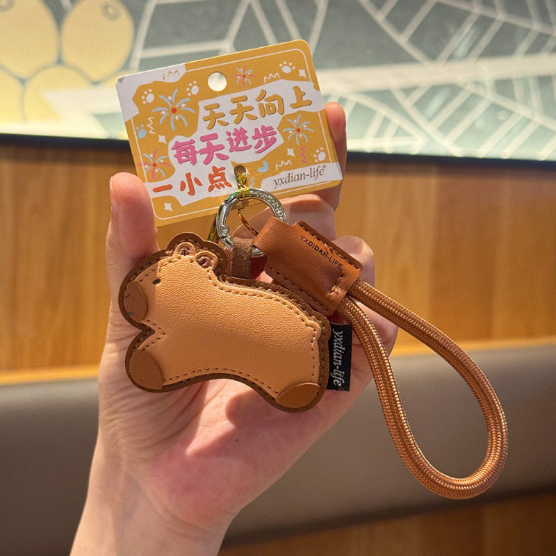Wholesale Running Lion Leather Keychain Chic Bag Charm Car Key Accessory Boutique Resale Gift