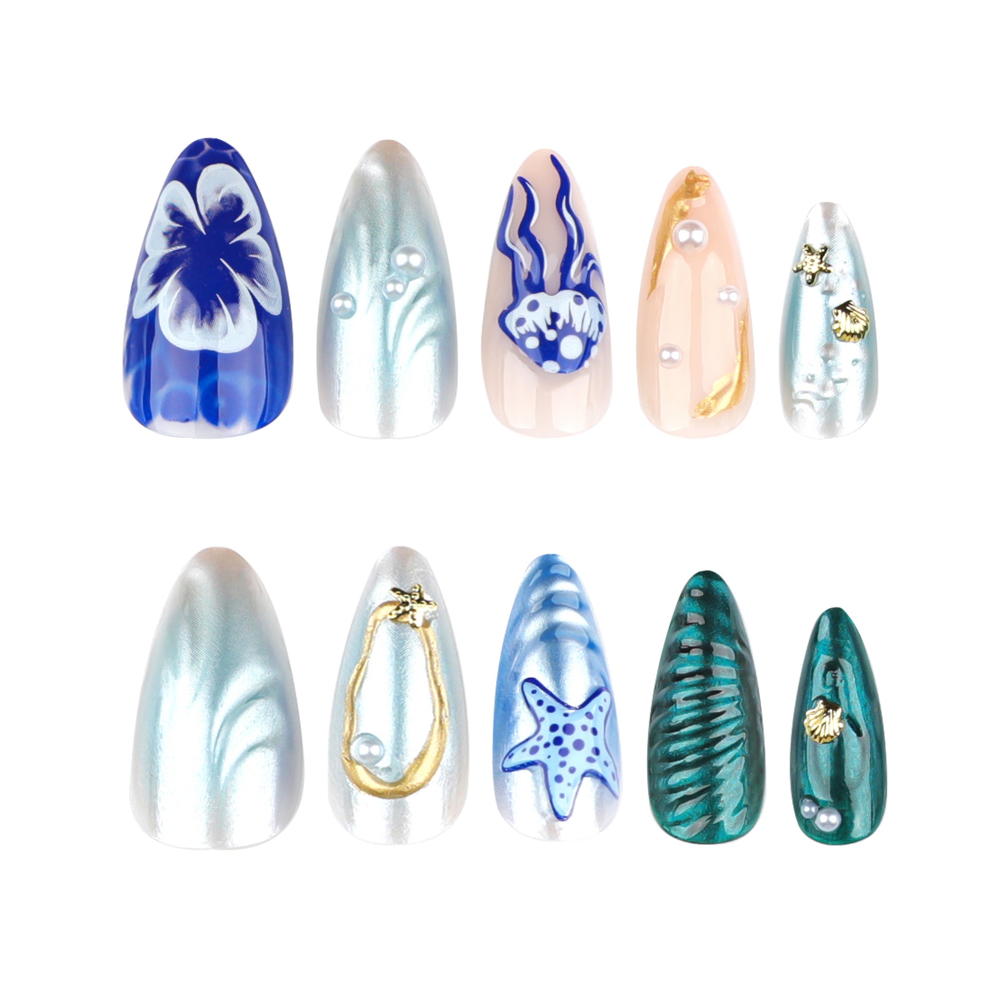 Wholesale 24 Pieces/box Ocean Pearl Nails Kits Nail Stickers