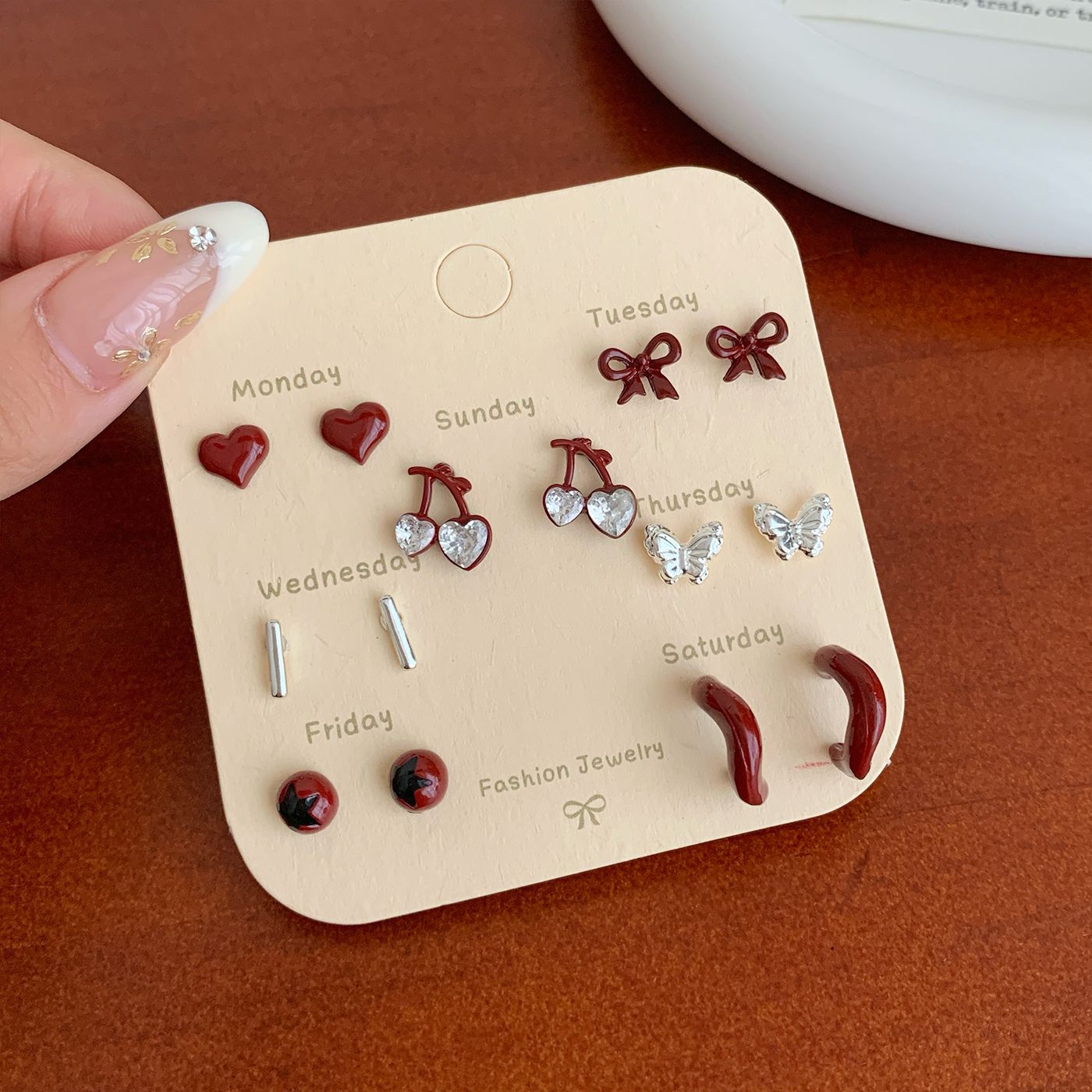 Wholesale Ankora Red Bow Earring Set