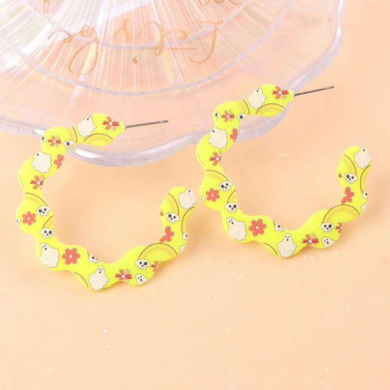 Wholesale   Color Bat Ghost C Ring Acrylic Earrings