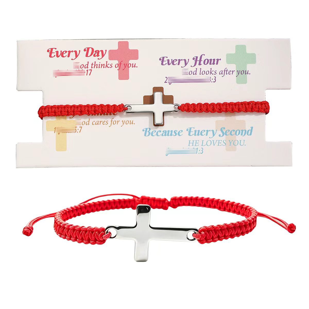 Wholesale Red Handmade Woven Cross Bracelet Stainless Steel Unisex Couple Gift Fashion Accessory