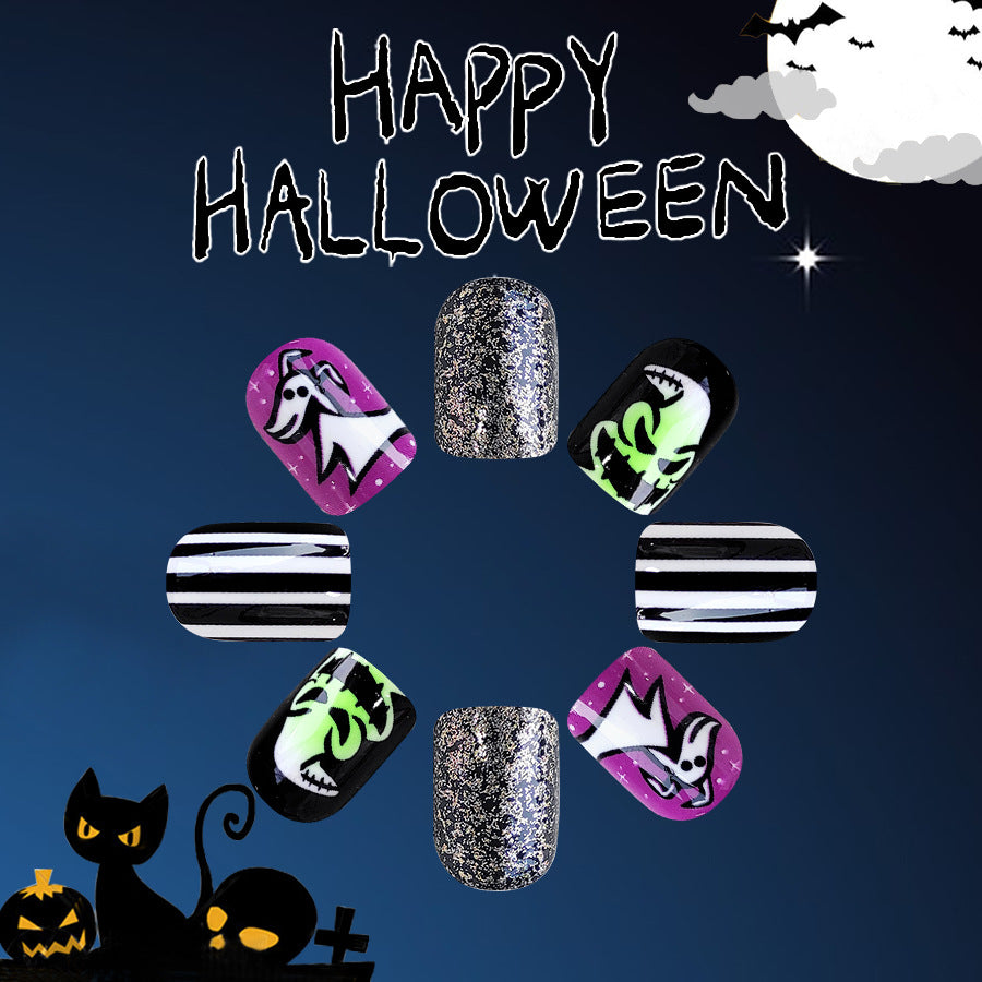 Wholesale 24 Pieces/box Skull Halloween Press-on Nails Kits Nail Stickers ACC-NS-GuaiXL079