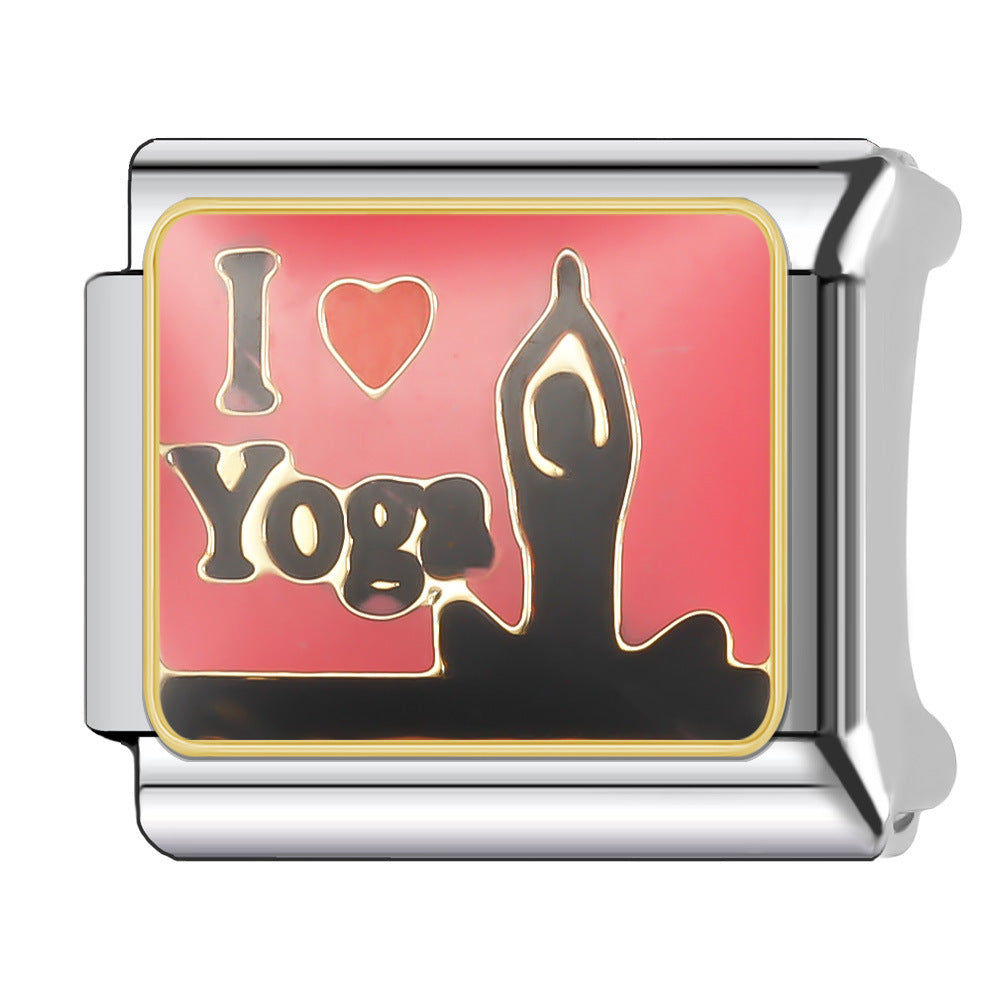 Wholesale Italian Charm Bracelet 9mm DIY Splicing English Series Stainless Steel Composable Bracelet