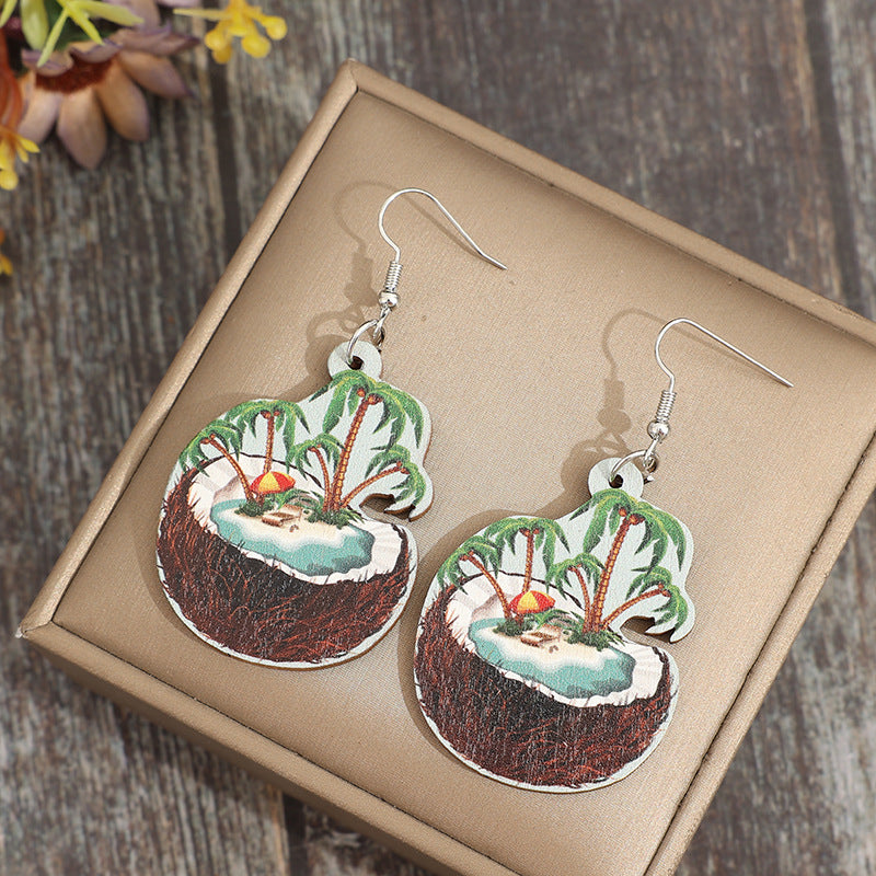 Wholesale Coconut Beach Wooden Earrings