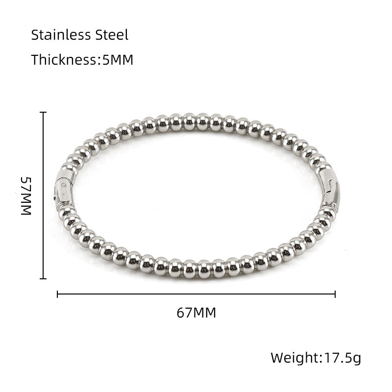 Wholesale Round Stainless Steel Bracelet Titanium Steel Beaded Hand Jewelry ACC-BT-Zhongy005