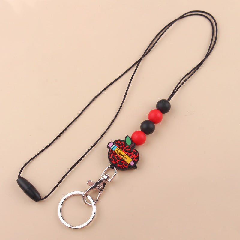 Wholesale Cartoon Silicone Beaded Apple Necklace Keychain Creative Keychain ACC-KC-GuangTian044