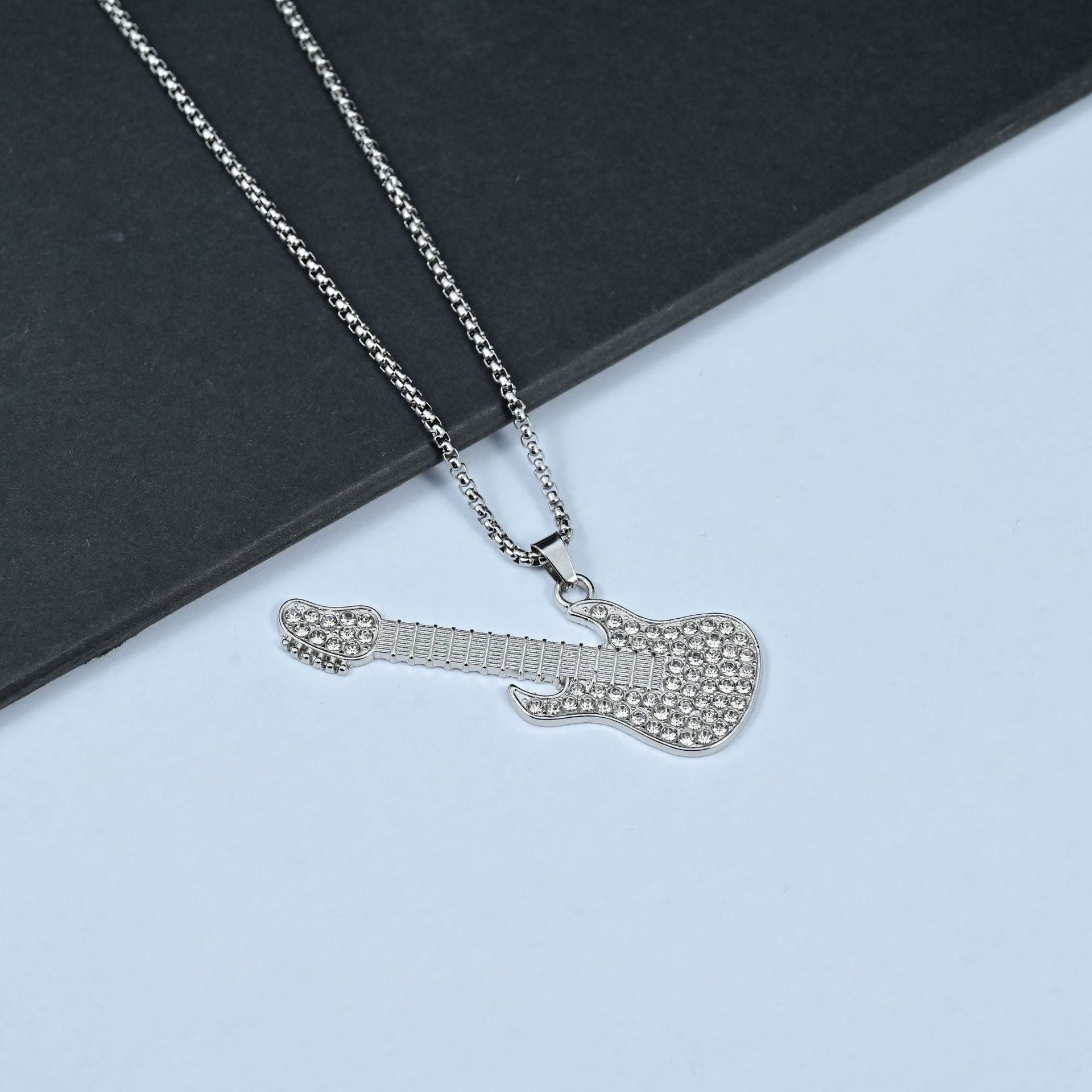 Wholesale Stainless Steel Men S Electric Guitar Pendant Necklace Hip Hop Music Jewelry Fashion Gift