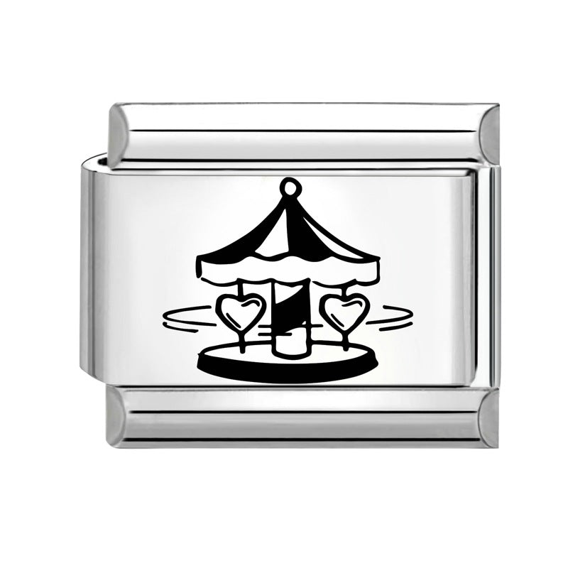 Wholesale 9mm Italian Charm Starter Bracelets DIY Black and White Heart Stainless Steel Composable Bracelet