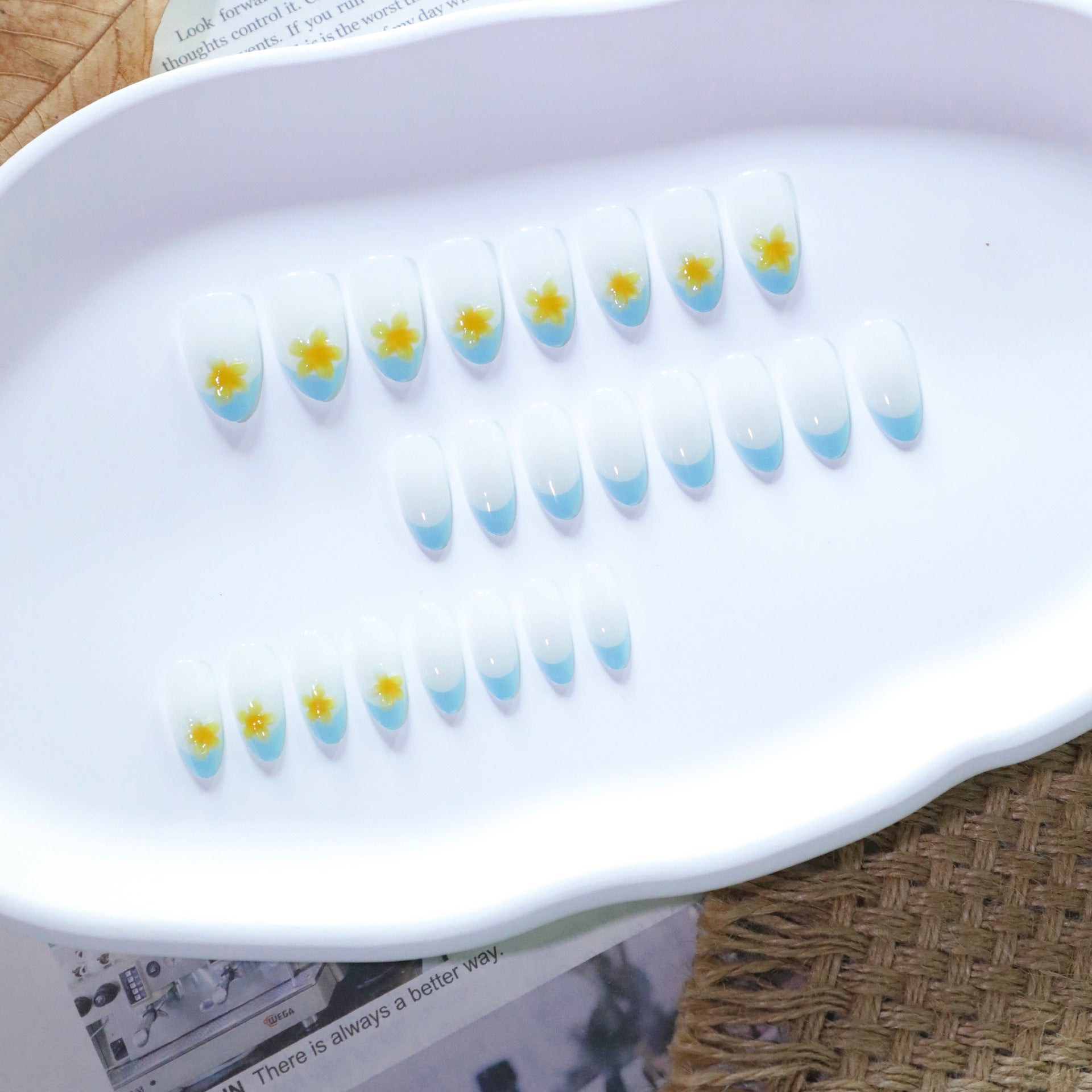 Wholesale 24 Pieces/box 3D Tropical Flowers Nails Kits Nail Stickers