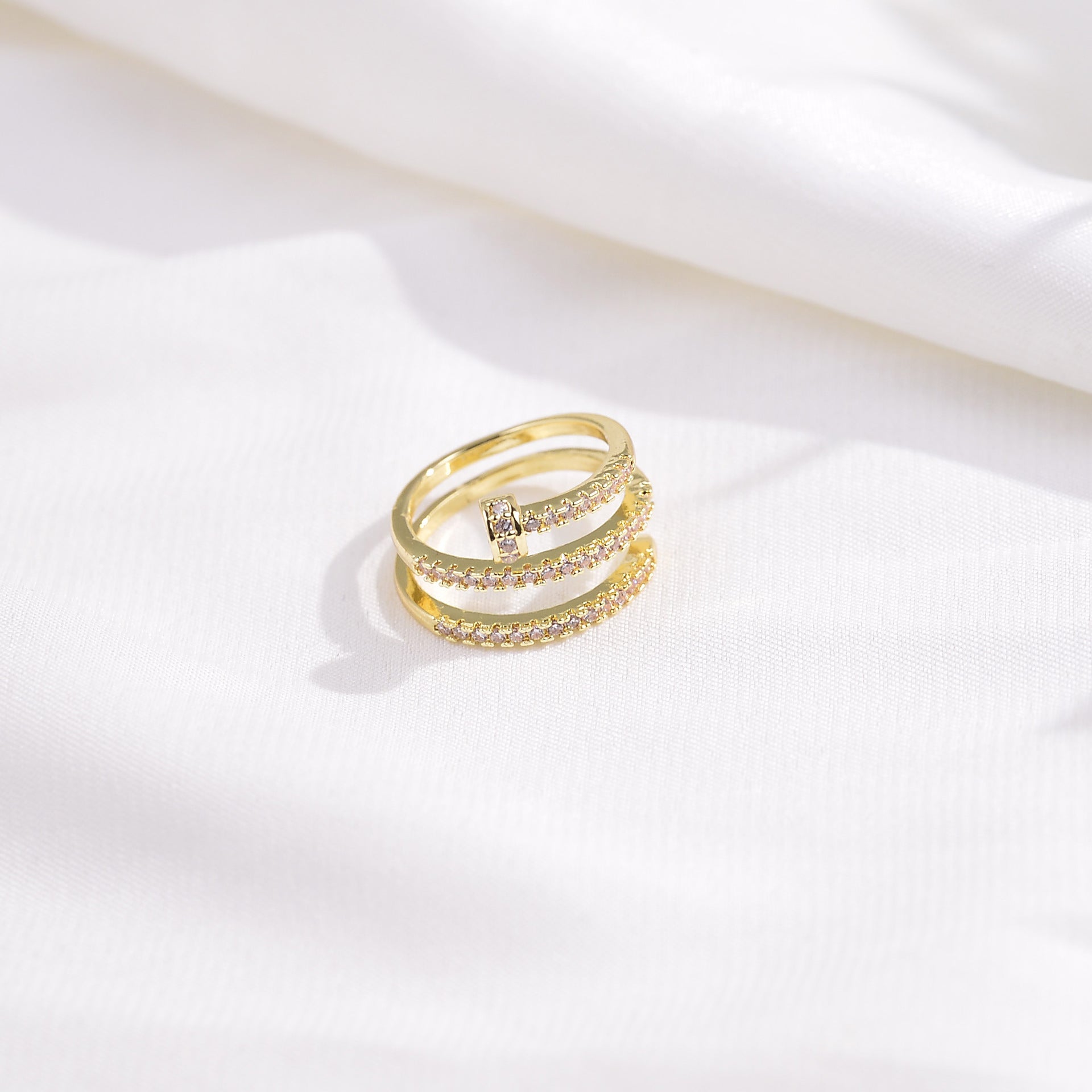 Wholesale Brass spiral nail diamond ring