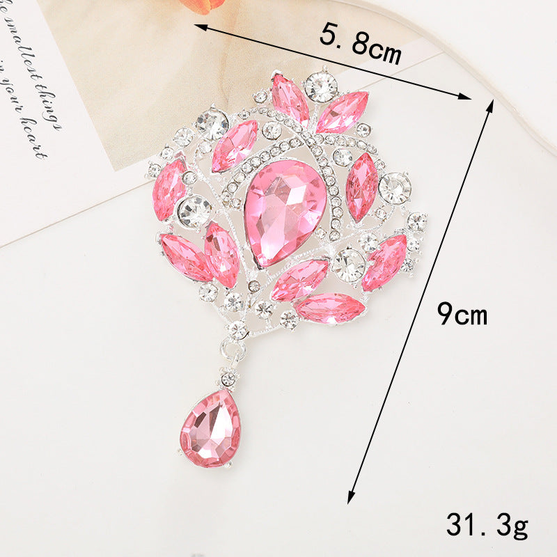 Wholesale  Diamond Pearl Flower Sun God flower brooch gem pendant