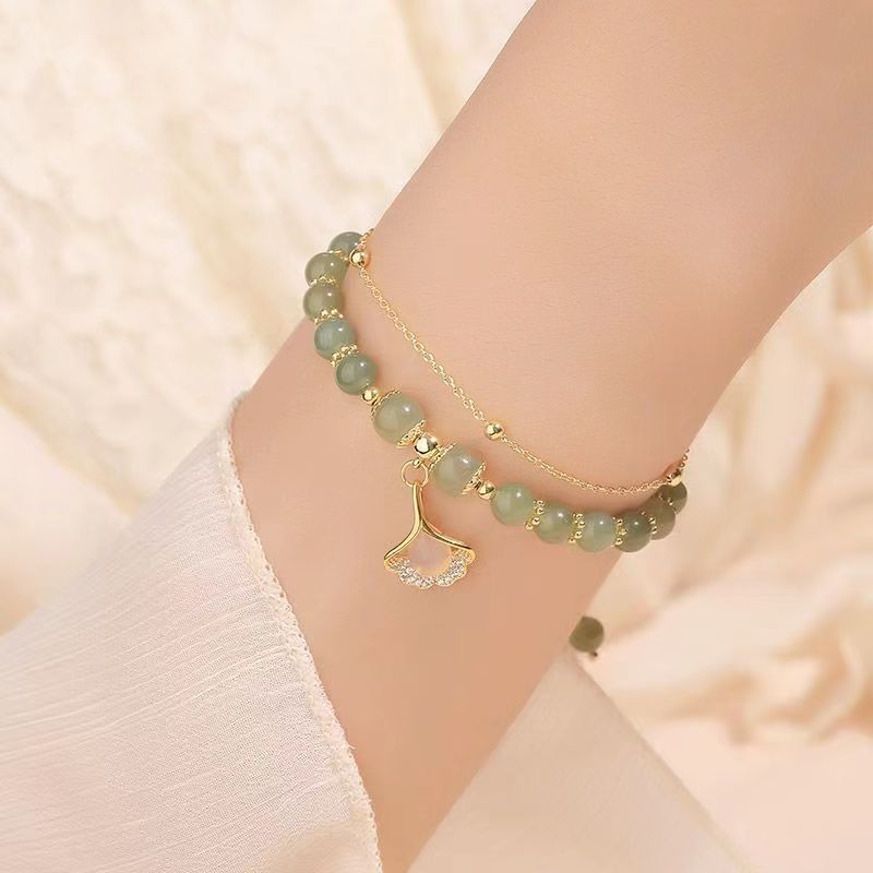 Wholesale Stylish Glass Glazed Leaf Design Bracelet for Women,  Boutique Resale Gift for Anniversary Celebration
