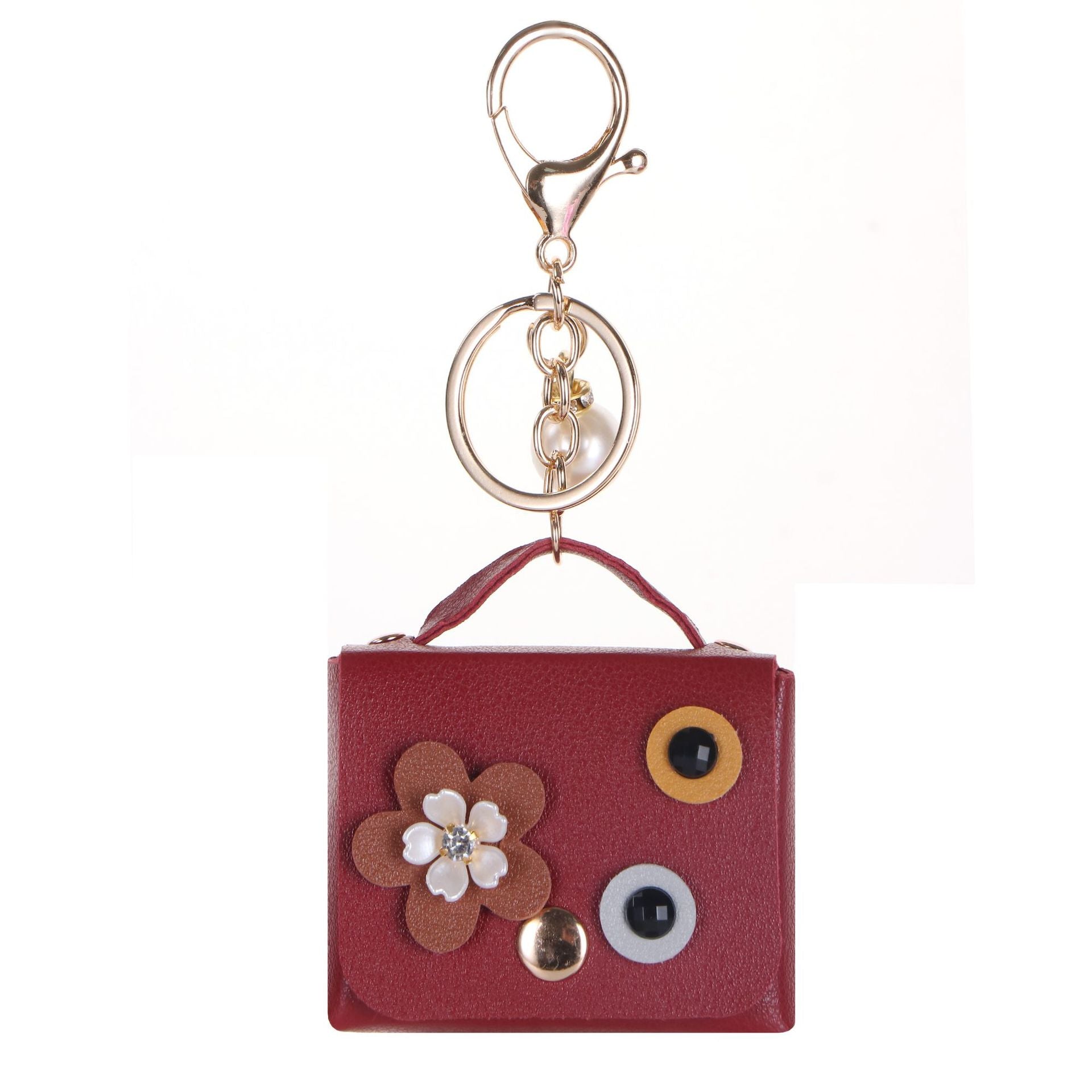 Wholesale  Leather Headphone Bag Shell Flower Diamond Pearl Bag Keychain