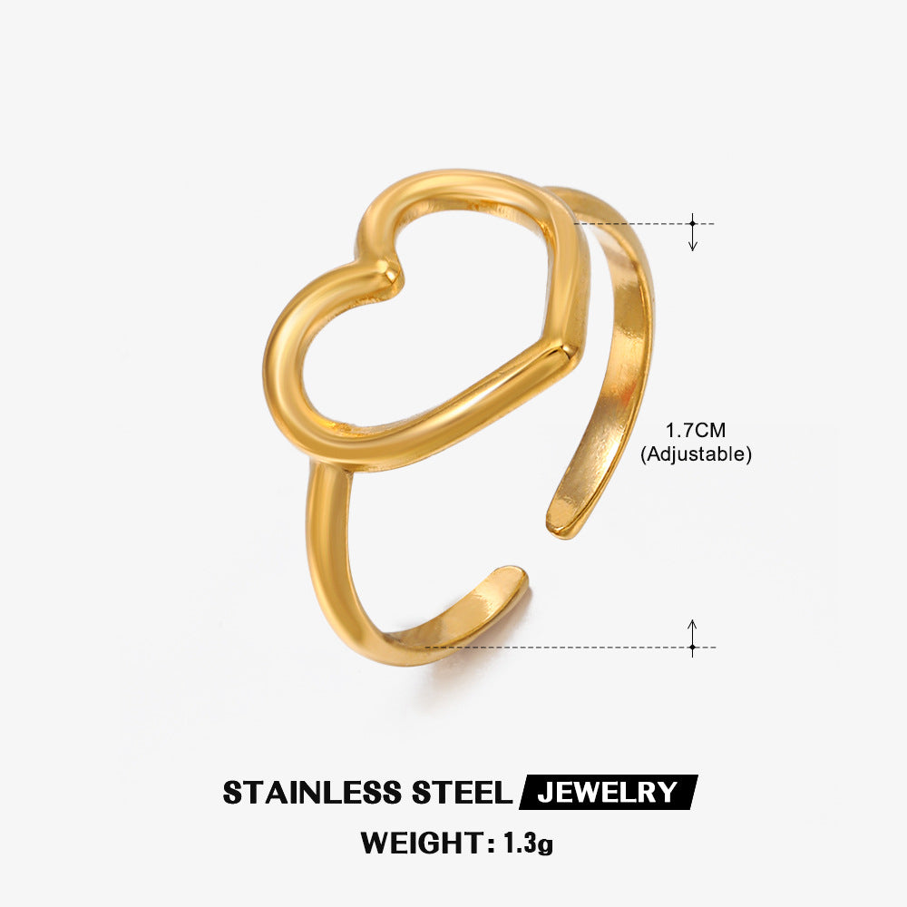 Wholesale Stainless Steel Love Heart 18K Gold Plated Ring