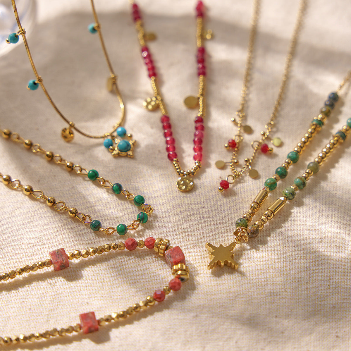 Wholesale  beaded handmade chain diy stainless steel necklace