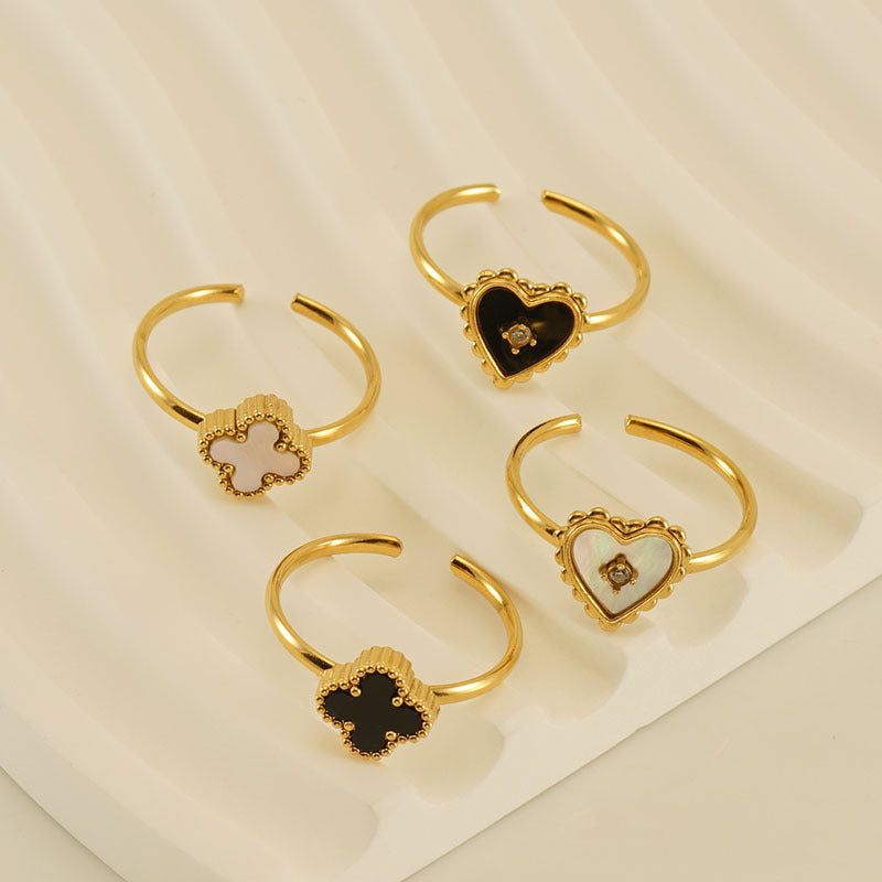 Wholesale Adjustable stainless steel heart-shaped ring