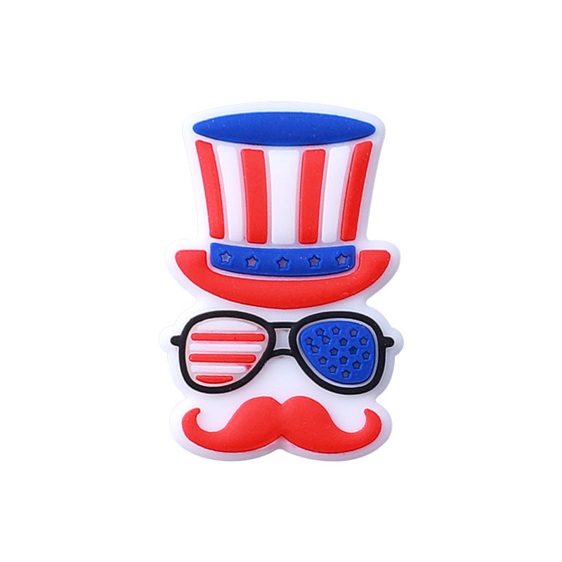 Wholesale 20pcs American Independence Day Bull Head Silicone Focal Beads DIY Beaded Pen Accessories ACC-BDS-HeXing016