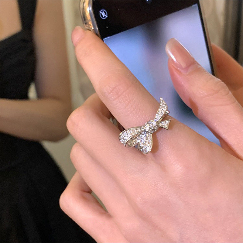 Wholesale 925 Silver Bow Ring Open Ring