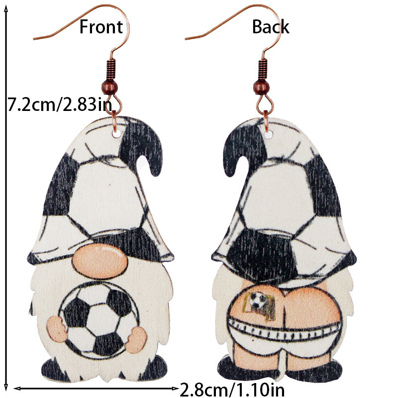 Wholesale Dwarf Dwarf Baseball Golf Rugby Football Wood Earrings ACC-ES-WeiAn003