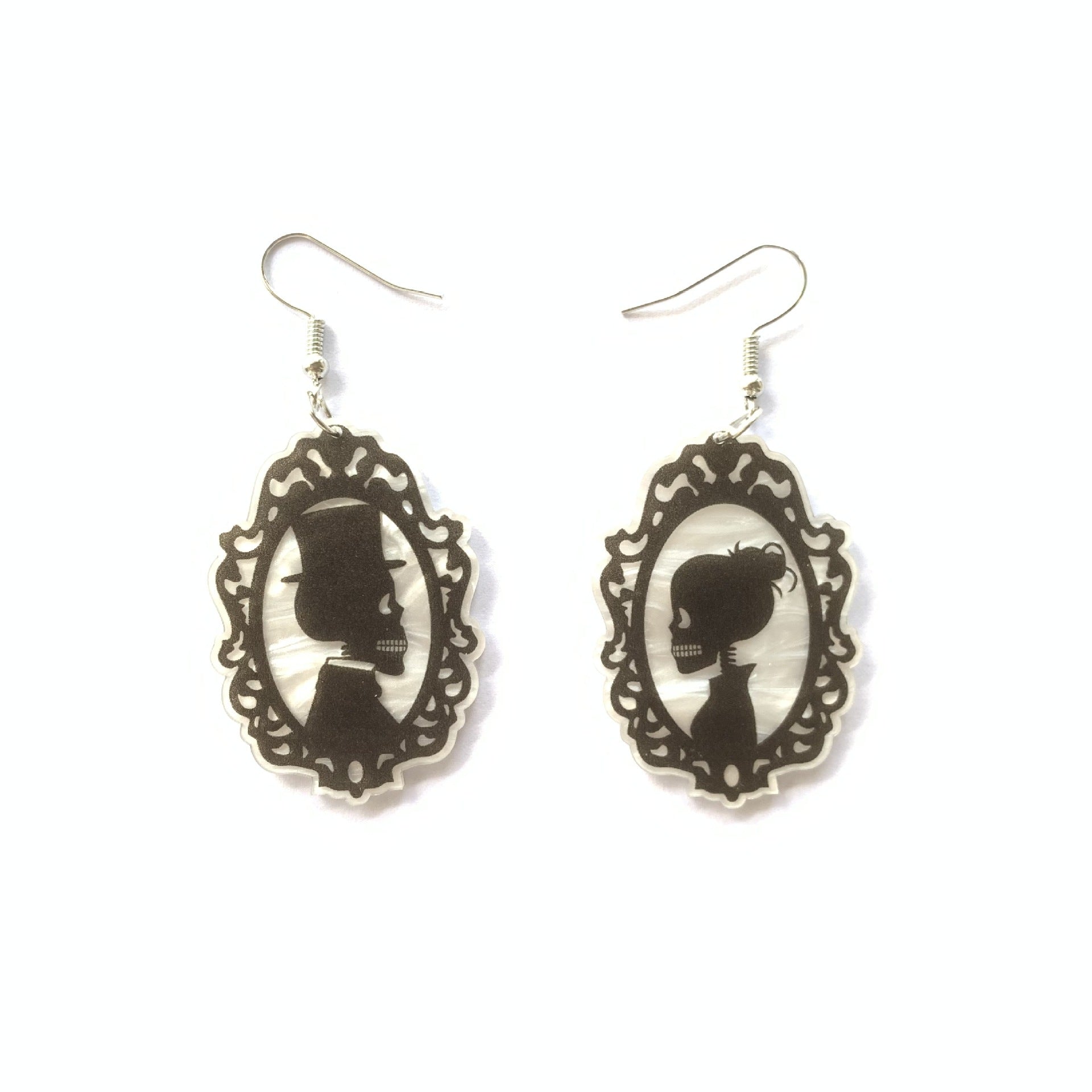 Wholesale Dark Gothic  Ghost Couple Earrings Acrylic Zombie Skull Asymmetric Bride Groom Jewelry Accessory