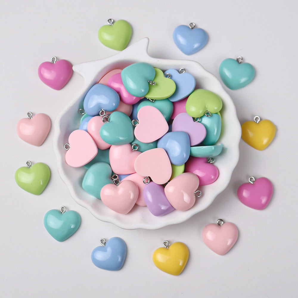 Wholesale 10pcs/ pack 22mm Love Pendant Candy Color Necklace Bracelet Earrings Jewelry Accessories DIY Keychain Mobile Phone Pendant Pendant