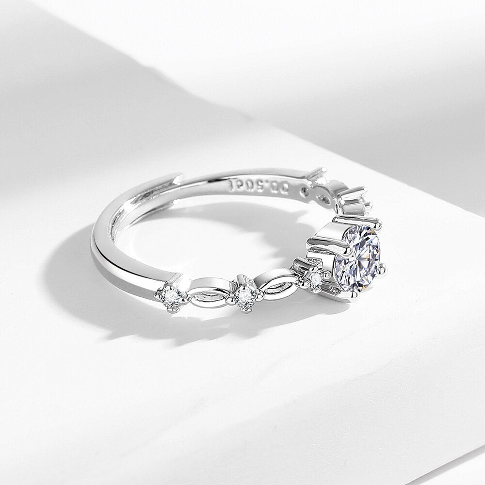 Wholesale  S925 silver plated platinum moissanite ring