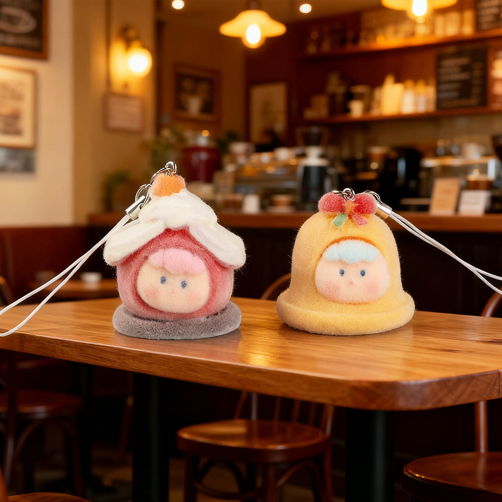 Wholesale Cute Resin Flocked Christmas Tree Keychain