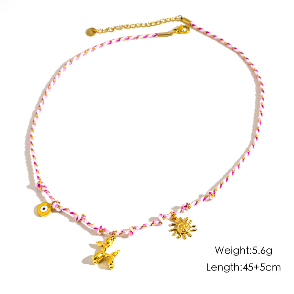 Wholesale Stainless steel Handmade Colorful Rope Necklace