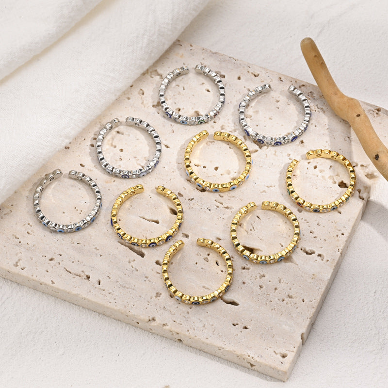 Wholesale Devil's Eye Brass Open Zircon Ring