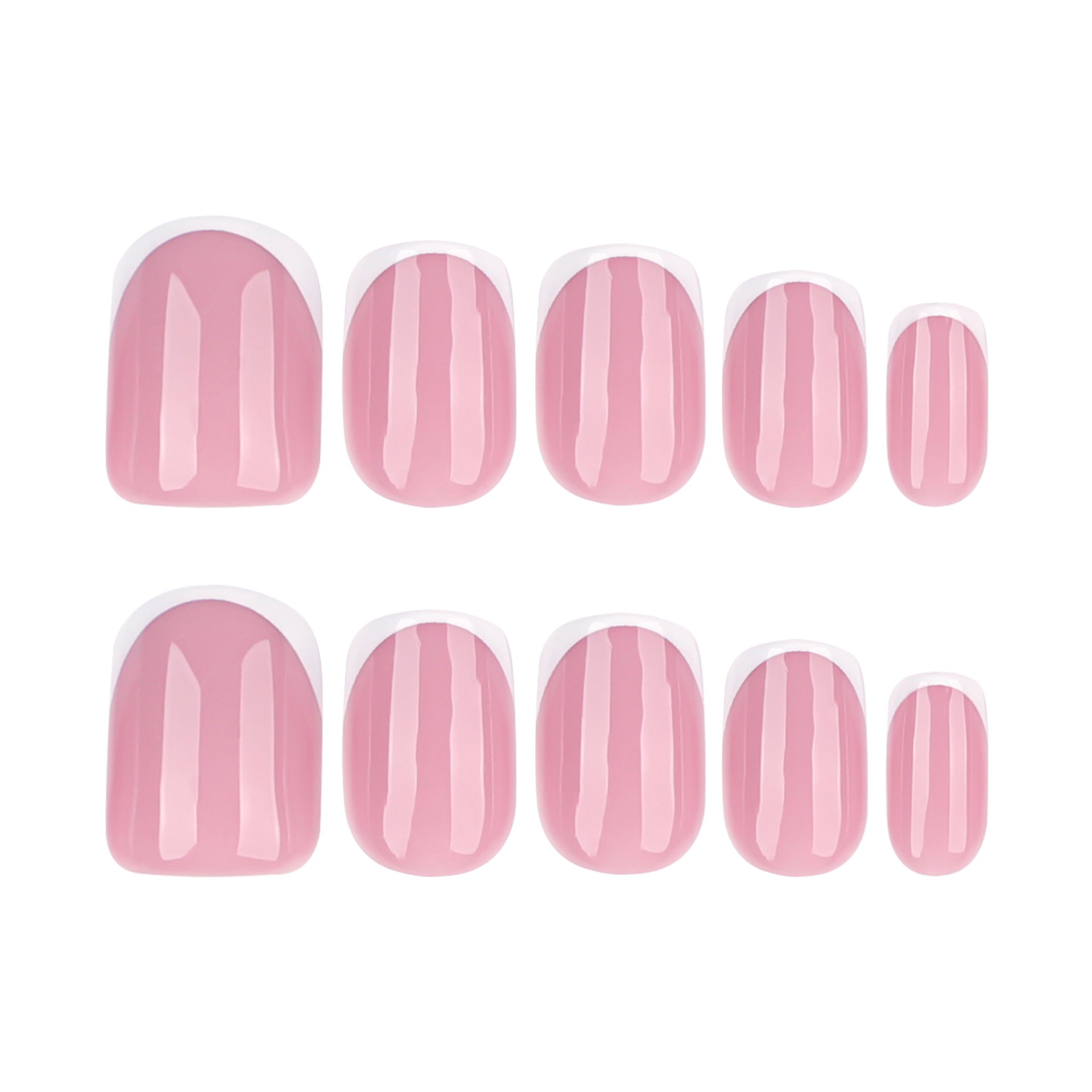 Wholesale 24 Pieces/box Simple Pink White Border Nails Kits Nail Stickers