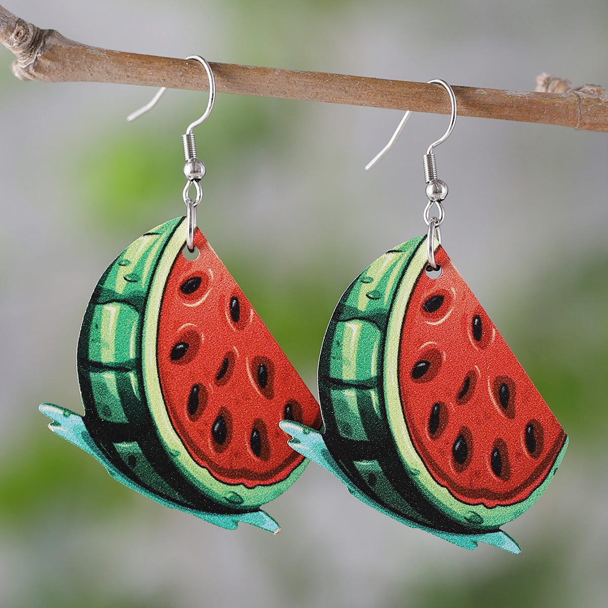Wholesale Summer Watermelon Lemon Pineapple Cherry Wood Double-sided Earrings ACC-ES-ChuLian053