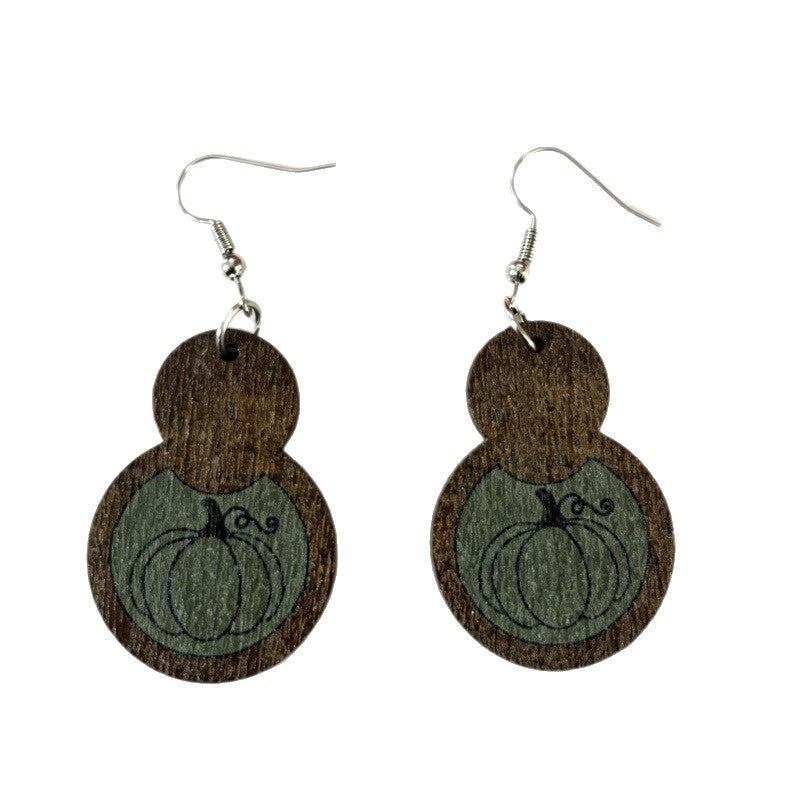 Wholesale Retro Wooden Pumpkin Gourd Earrings Harvest Festival Jewelry Accessory For Party And Gift