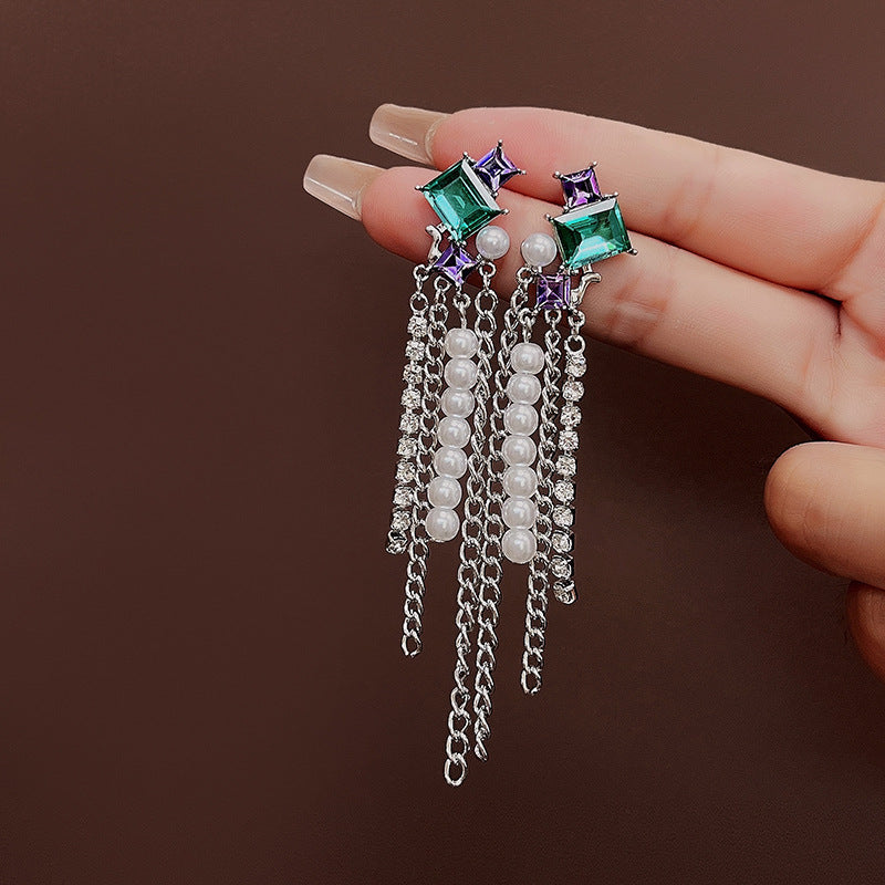 Wholesale Tassel Inlaid Diamond Butterfly Flower Pearl S925 Silver Needle Alloy Earrings ACC-ES-MDD011