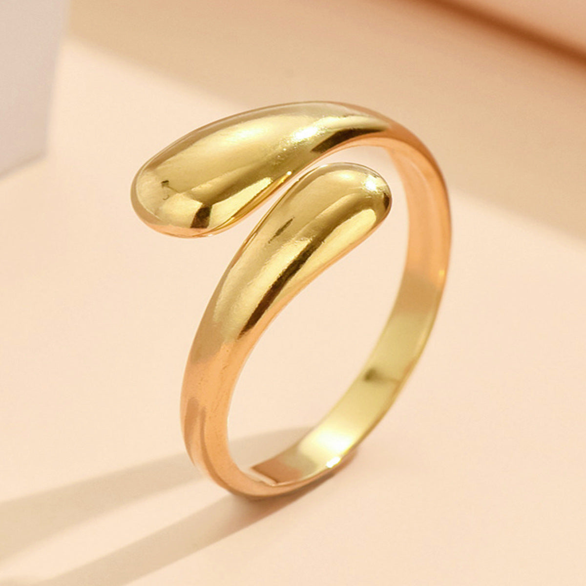 Wholesale water drop opening ring adjustable stainless steel women's gold-plated oil  ring