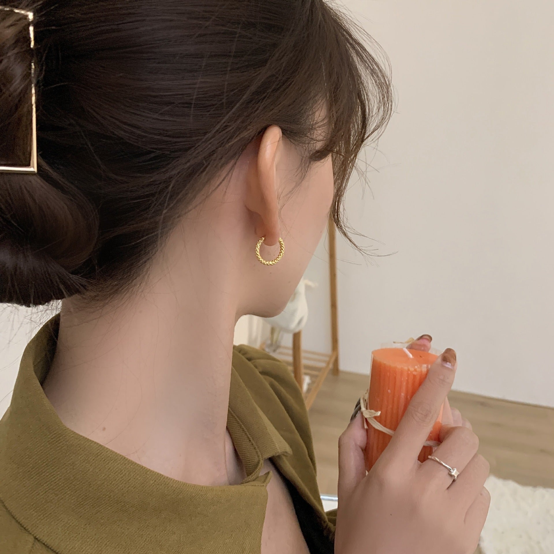 Wholesale titanium steel non-fading geometric star earrings