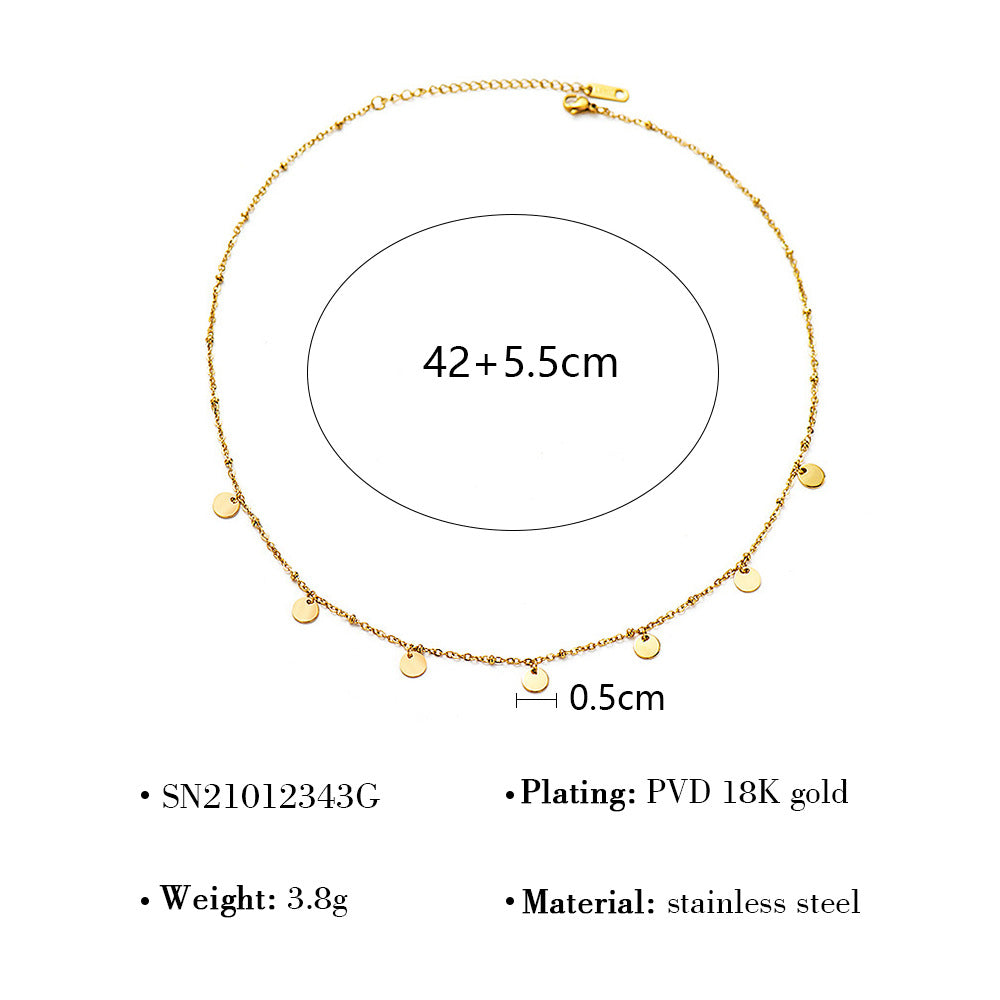 Wholesale retro style disc four-leaf clover pendant stainless steel does not fade necklaces