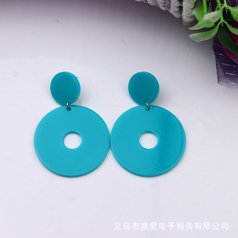 Wholesale  12-Color Round Cut Out Acrylic Earrings