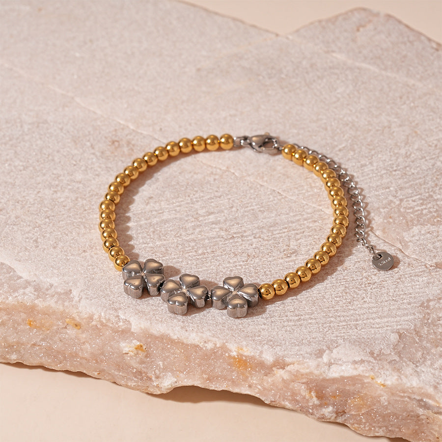 Wholesale Titanium  steel butterfly star flower beaded bracelet