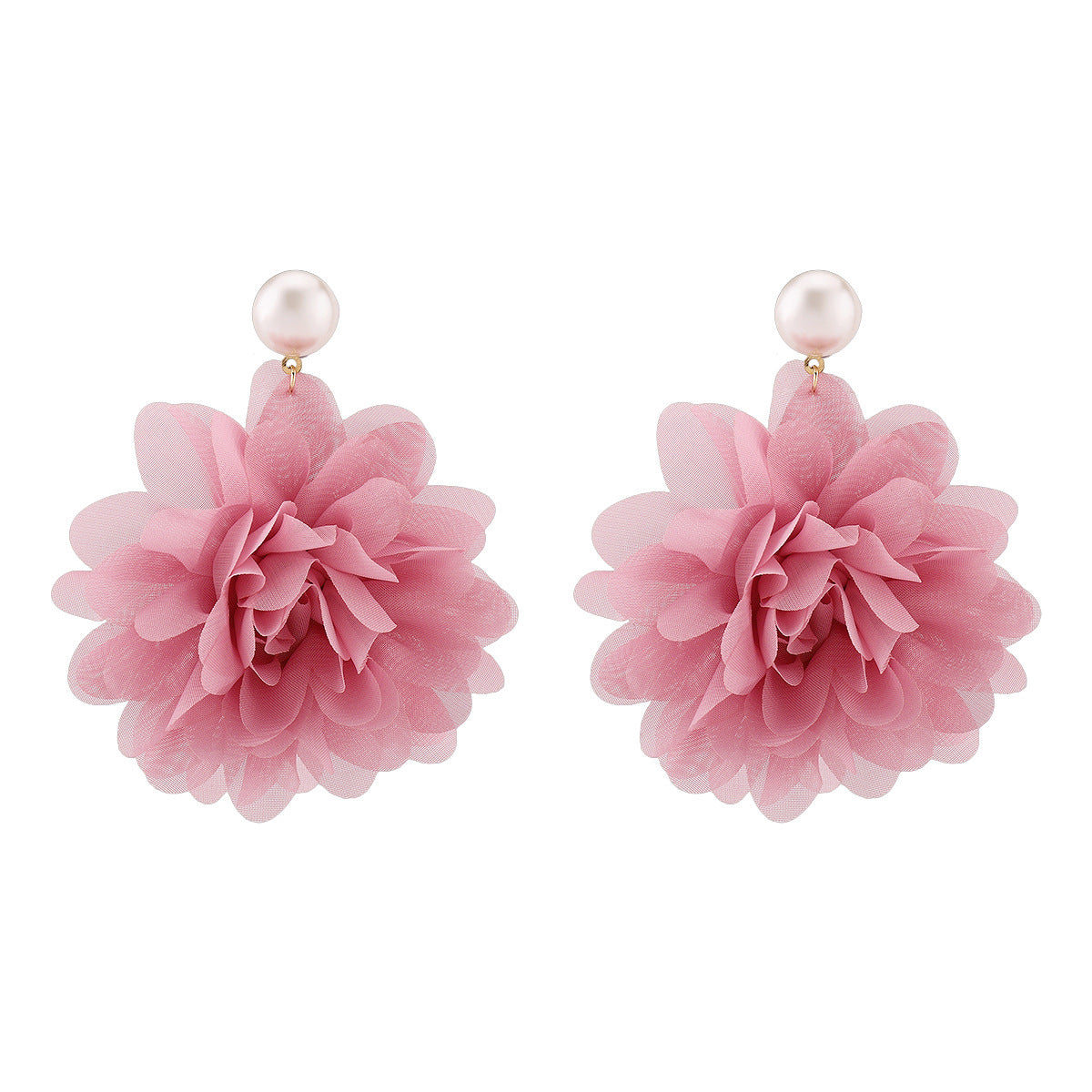 Wholesale  exaggerated pearl big flower earrings