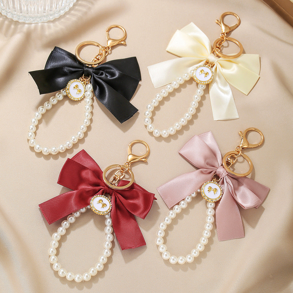 Wholesale Large Bowknot Pearl Keychain Pendant - Zinc Alloy Fashion Accessory,  Bag Charm for Everyday Use