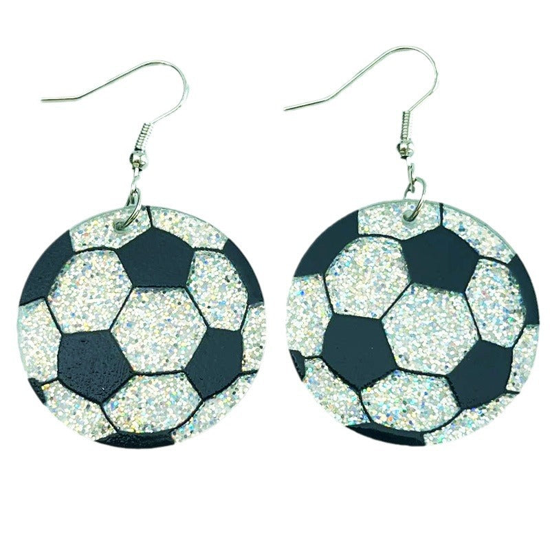 Wholesale 2pairs/pack Shiny Sports Football Baseball Softball Acrylic Earrings ACC-ES-HY114