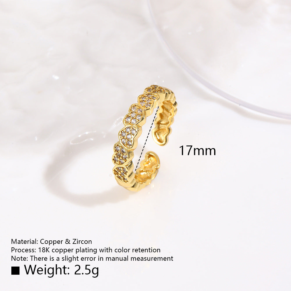 Wholesale 18k floral petal heart adjustable ring