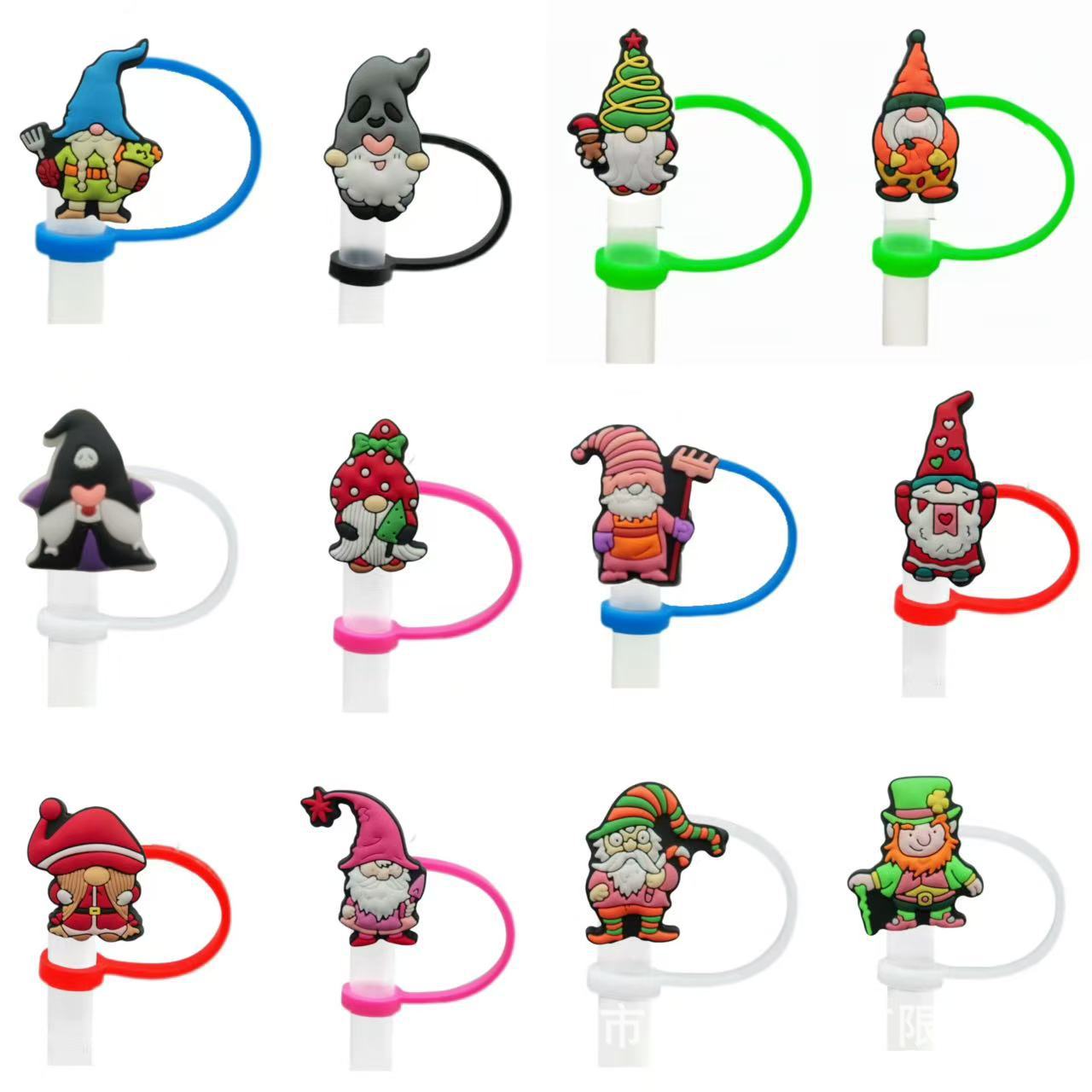 Wholesale 10pcs Christmas Series Cute Cartoon Party  Straw Cover Straw Tube Cap