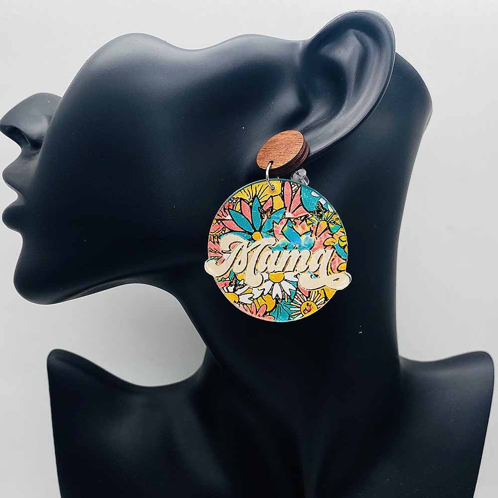 Wholesale Leopard Print Letter leather Earrings