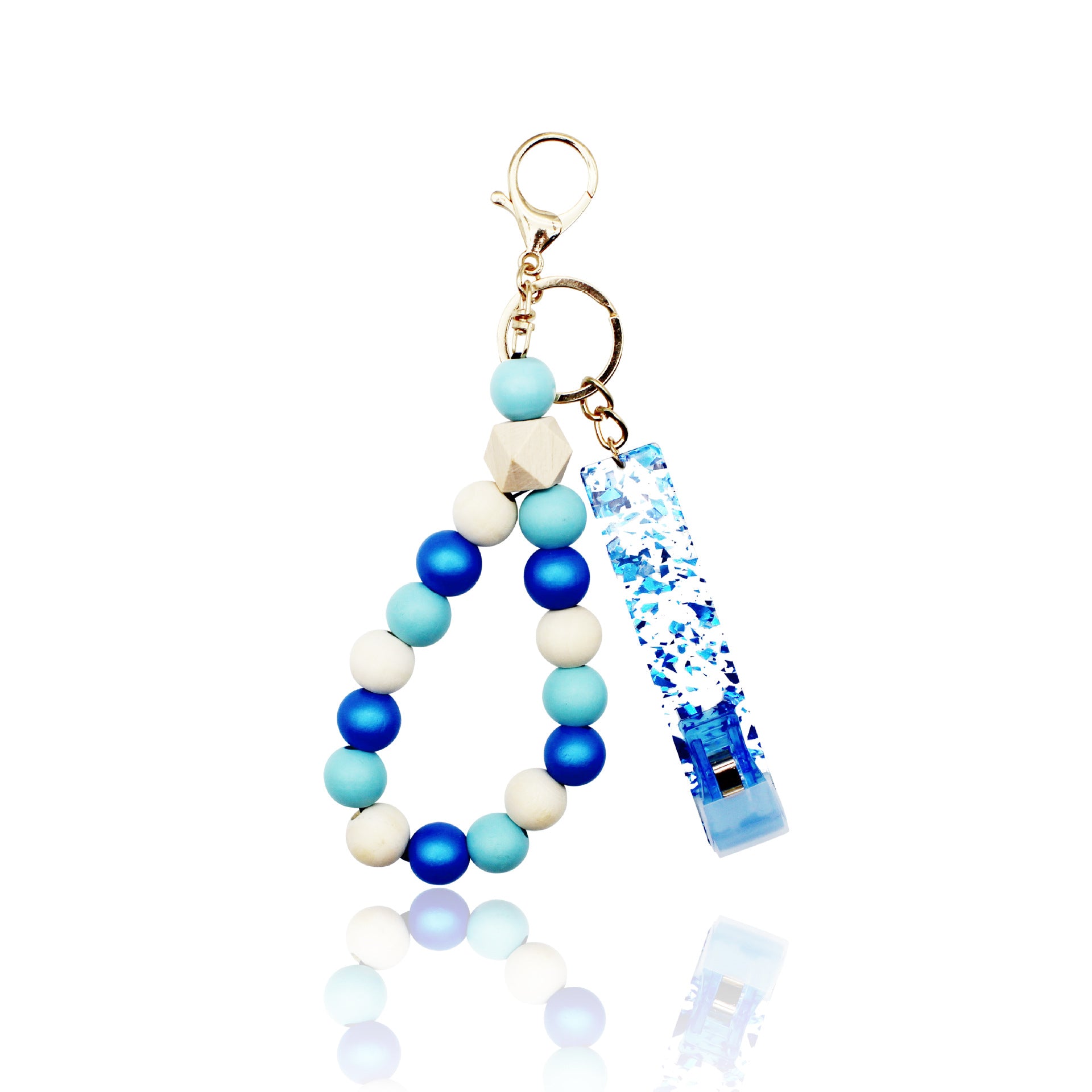 Wholesale ATM Bank Card Taker Wooden Beaded Wristlet Keychain ACC-KC-YTian011