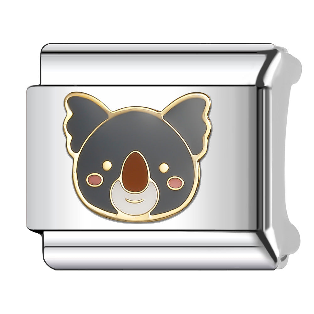 Wholesale Italian Charm Bracelet 9mm DIY Splicing Cute Cartoon Animal Stainless Steel Composable Bracelet