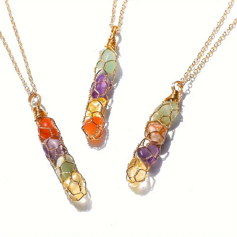 Wholesale Natural Rainbow Amethyst Crystal Wire Wrap Pendant Geometric Fashion Accessory For DIY Jewelry Making