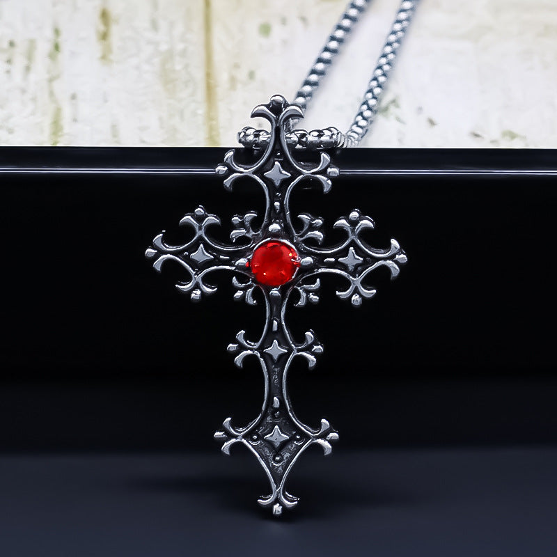 Wholesale Chic Geometric Cross Pendant Necklace Silver Tone Alloy Jewelry Accessory Trendy Unisex Gift For Boutique Resale
