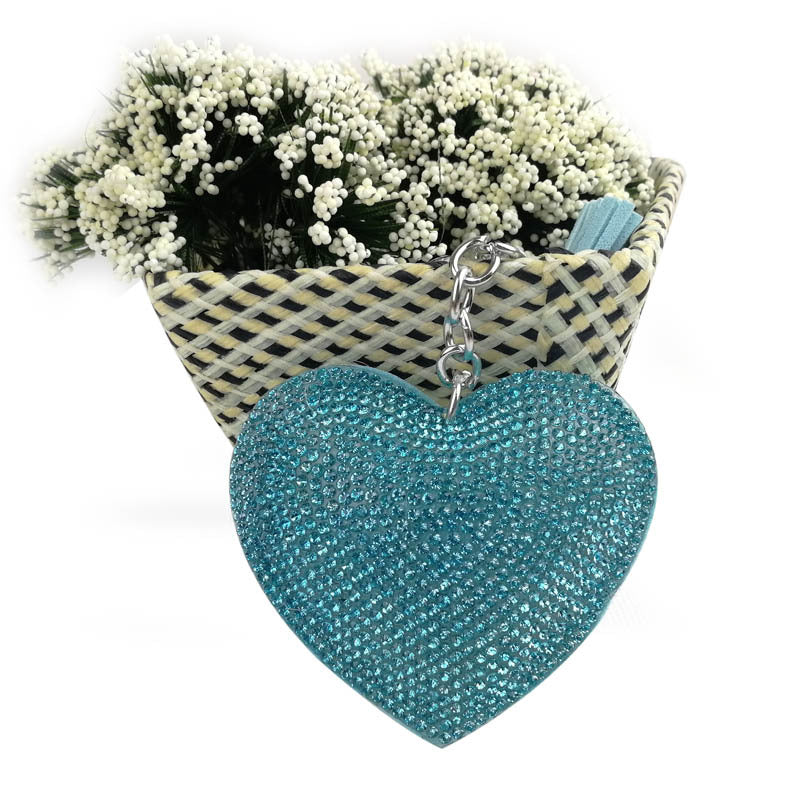 Wholesale flannel Diamond-embedded peach heart love keychain